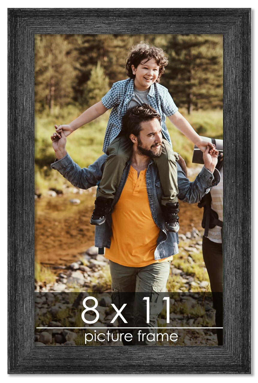 8x11 Wide Barnwood Picture Frame with UV-Resistant Acrylic & Acid Free Backing, Available in 6 Paint Finishes - Grey, Brown, White, and Black